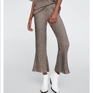 Zara metallic flared cropped tinsel striped pants
